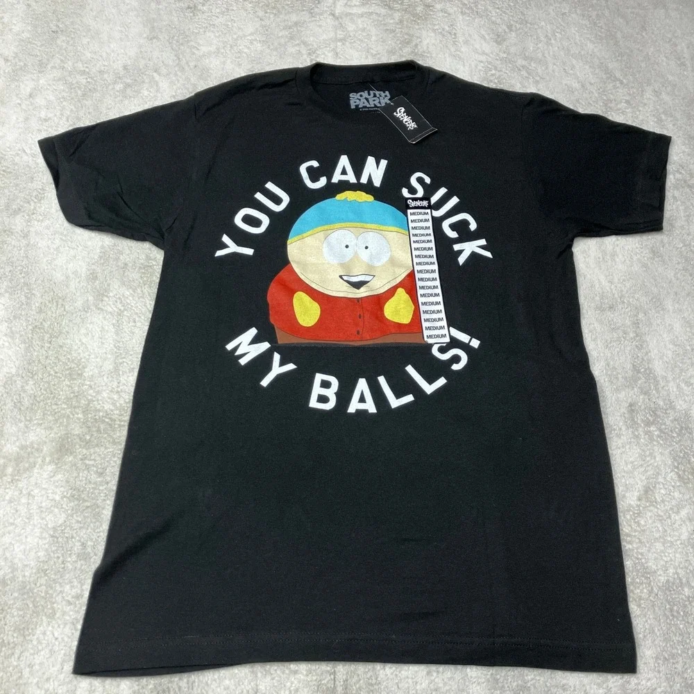 NWT South Park T-Shirt Cartman You Can Suck My Balls Graphic Black Men Size M